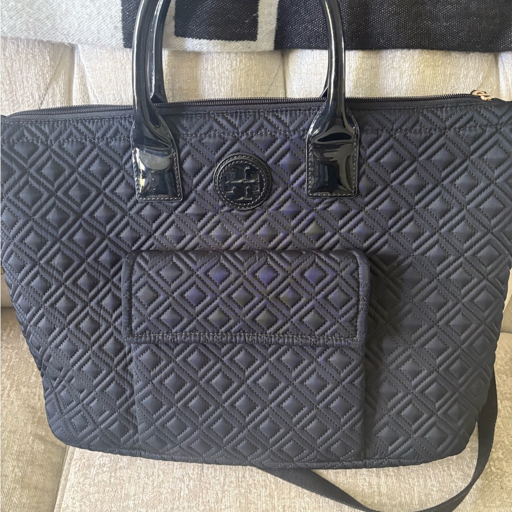 Tory Burch Black Quilted Tote crossbody